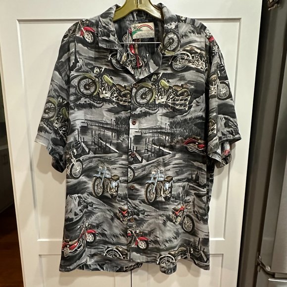 Paradise Found Motorcycle design, collared shirt, Size: M - Picture 1 of 5